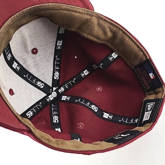 ⭐️3/ $30⭐️ Toronto Blue Jays New Era 59Fifty Ball Cap Burgundy Tan Size 7.5 - Picture 9 of 14